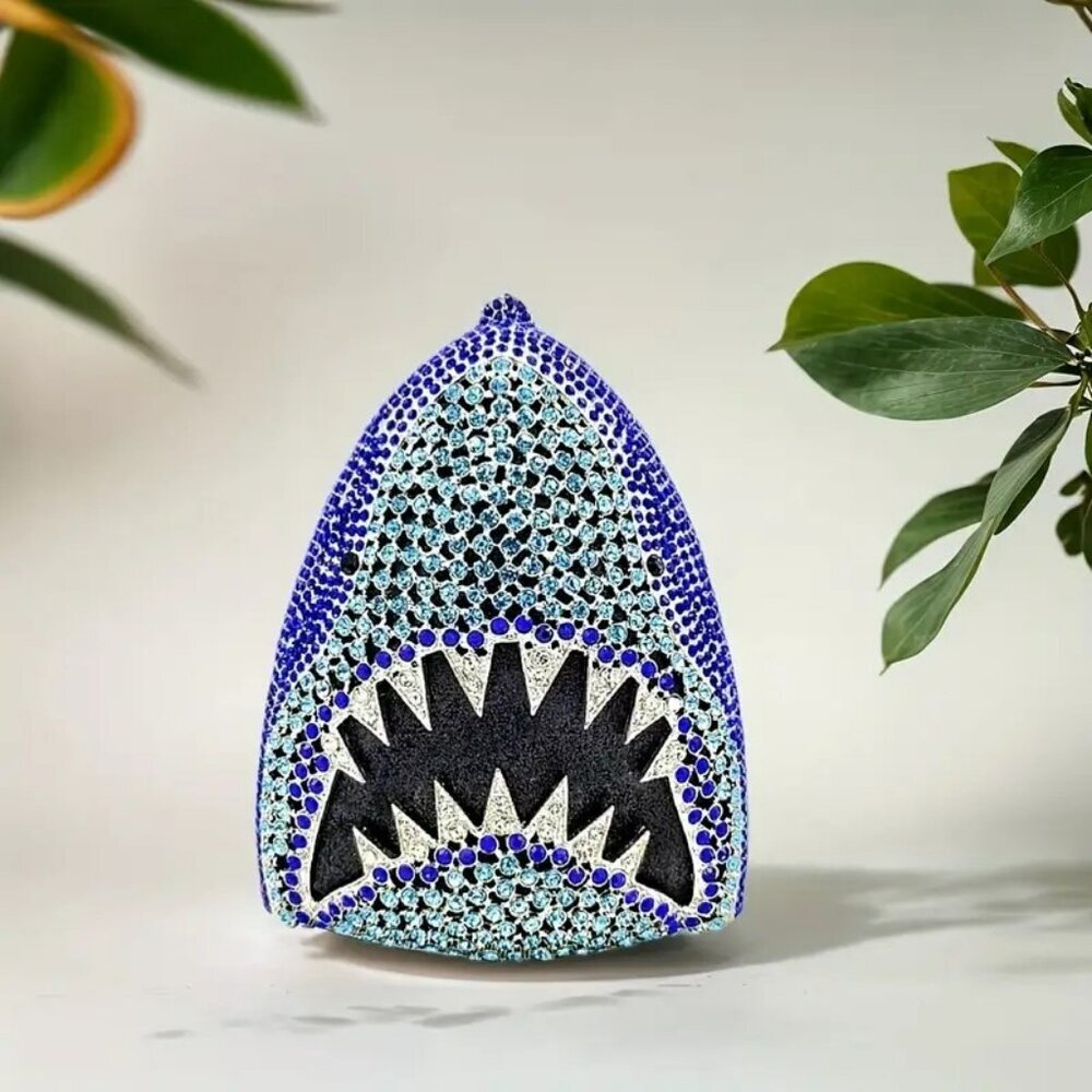 Jaws Shark Head Rhinestone Clutch NWT​